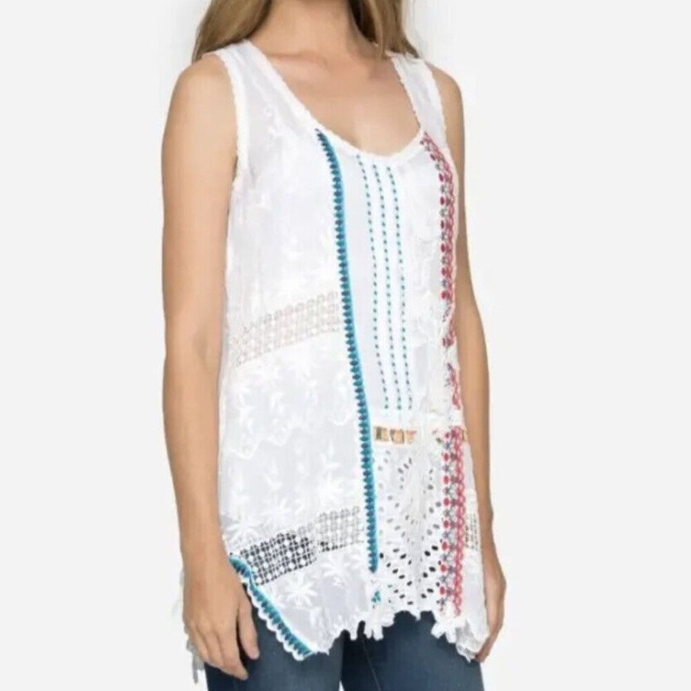 JOHNNY‎ WAS Embroidered Sleeveless Tunic Size XS